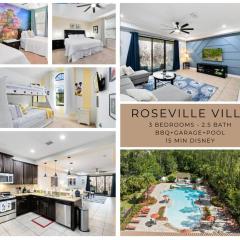 *Roseville Disney Villa Pool+BBQ+King Bed+Parks*