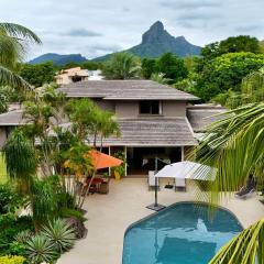 Villa Petit Tamarin : piscine bar et grand jardin tropical