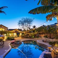 Resort style back yard heated pool and spa
