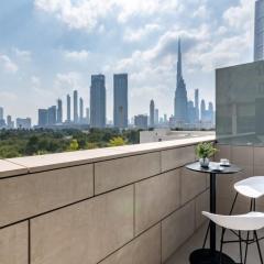 Silkhaus modern studio with Burj Khalifa view in DIFC