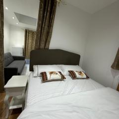 4TH Studio Flat a Family Luxury London Home A Fully Equipped and furnished Studio With a King Size Bed And a Futon-Sofa Bed A Baby Cot A Kitchenette With a Private Toilet and Bath a Garden For up to 4 Guests and Free Parking