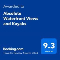 Absolute Waterfront Views and Kayaks