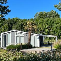 Modern chalet with decorative fireplace in Zeeland