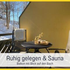 Wanderwege starten am Haus, Sauna, Blick auf den Bach, Tiefgarage