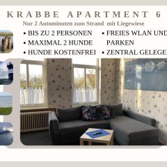 Krabbe Apartment 6, für bis zu 2 Personen, bis zu 2 Hunden kostenfrei willkommen, kostenfreier Parkplatz, einfacher Check-in und Schlüsselbox