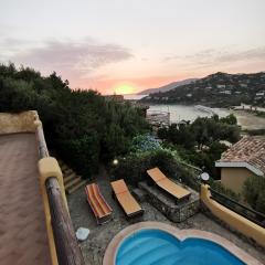 VILLA VITTORIA with PRIVATE HEATED SWIMMING POOL COMPLETE WITH HIDROMASSAGE FOR EXCLUSIVE USE , SEA and BEACH VIEW, 150 METERS FROM THE BEACH , POOL 60 m2 dept 140 cm