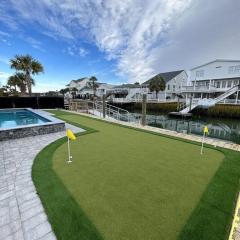 New Heated Pool + Putting Green, Walk to Beach, Waterfront Home in Cherry Grove!
