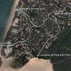 Rare ! Plage et Dune du Pyla 5'pied Villa 5ch,piscine,terrasse,jardin,internet