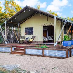 Hill Country Safari Tent and Recreational Pavilion and Cowboy Pool!