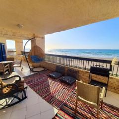 Hotel appartment sea view 3 bedrooms 3 toilets 3rd floor free wifi Bellevue village agami alexandria families are preferred available all year days