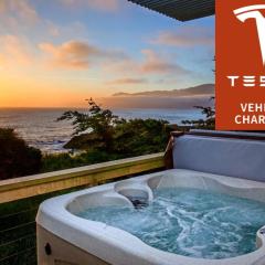 Magnificent Oceanview Hot Tub! Oceanfront! Shelter Cove, CA Tesla EV station