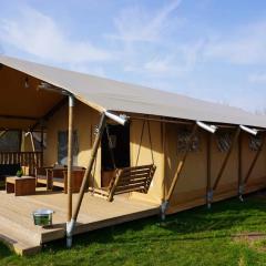 Stoere safaritent voor 7 personen met Privé sanitair Sleepy