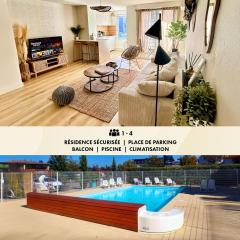 Modern 1 Bdr + Balcony + Free Parking + AC + Pool