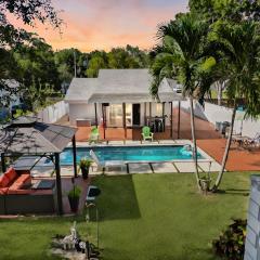 charming home with pool close to the beach.