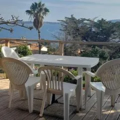 F3 RDC villa vue mer 180 face à la pointe de Giens