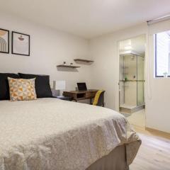Bedroom with Private Bathroom in Roma Norte in Mexico City