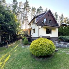 Domek nad Jeziorem Trzechowskim w lesie letniskowy na wsi