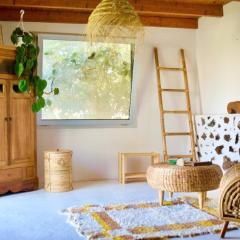 Studio with pool garden and open roof bathroom