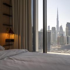 Modern Studio at Upside Living, Business Bay with Burj Khalifa View