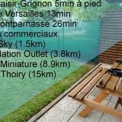 Détente & Jardin By Beds4Wanderlust - Charmant T2 avec Jardin - Gare Plaisir-Grignon, Versailles 20km