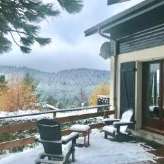 Grand chalet de charme cosy, sauna & vue de rêve