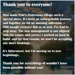 Pele's Fisherman Beach Stay