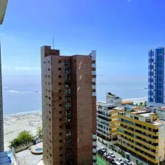 Vista Mar e Lagoa - Cozinha e Frigobar - Apartamento Flat Próximo à Praia