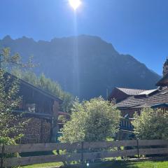 Ferienwohnung mit Terrasse und Garten mit Blick auf das Karwendelgebirge