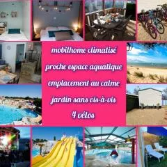 Mobilhome 2ch climatisé-terrasse fermée-4 vélos-camping 4 étoiles Les Charmettes