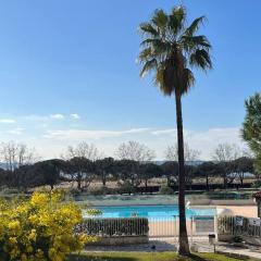 F2 cozy vue mer, piscine, parking, tout à pied !