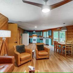 Hexagonal log cabin in woods