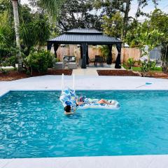 Tropical Oasis near Beaches! 4BR, Heated Pool, Fire Pit, Grill and More