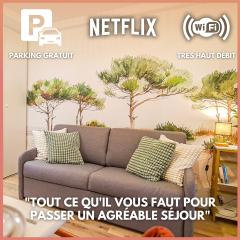 A L'ombre des Pins, Appartement neuf, élégant, Parking gratuit, Netflix, au calme à 100m de l'océan