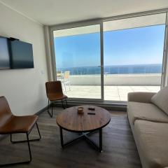 Depto privado con vista despejada al mar en 1 línea, terraza 20 mts y estacionamiento con acceso desde el borde costero