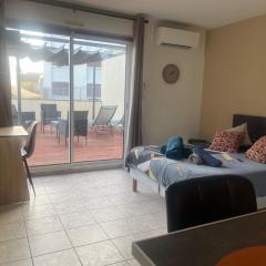 Rare en centre ville, studio climatisé avec terrasse XXL