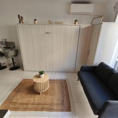 Studio calme et paisible, climatisé avec terrasse au dernier étage, 100m du tramway et 20 min de la promenade des anglais