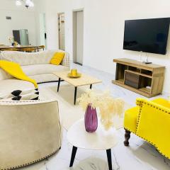 executive vibrant view three bedroom apartment mordern equipped gym free parking space , children play area and comforting rooftop with city views in kilimani