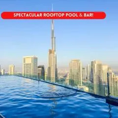 New Luxury SeaView 2Bed - Spectacular Rooftop Infinity Pool, Bar & Burj Views!