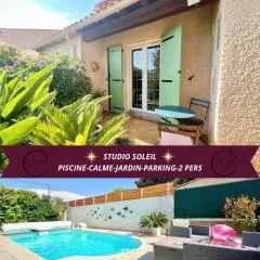 Studio Soleil - Piscine, Parking, Jardin, Calme, Wifi, 2 personnes