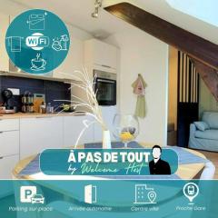 historic center, train station, parking lot