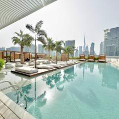 Modern Studio at Upside Living, Business Bay with Burj Khalifa View