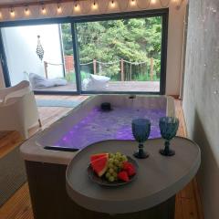 Szumidomki strefa z jacuzzi sauna widok na potok las