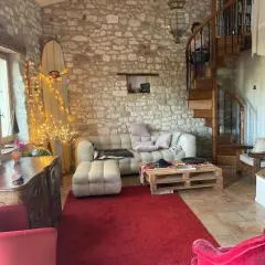 Stone house, terraced garden and pool