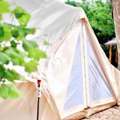 Fantastic Family-Friendly Glamping Destination: Cute Bell Tent on the Guadalupe River near New Braunfels, Texas