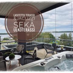 TAMPERE PENTHOUSE-tasokas moderni kaupunki huoneisto huipulla -ISO JACUZZI omalla KATTOTERASSILLA - AURINKOTUOLIT ja Aurinko odottaa Sinua - huikea maisema- - 10 HLÖ - free parking
