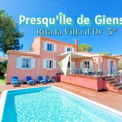 Superbe Villa 5 étoiles Presqu'Île de Giens la Madrague Rita la Villa d'Or vue mer piscine