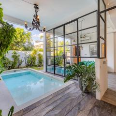 Designer Industrial Haven with Private Pool in Central Canggu