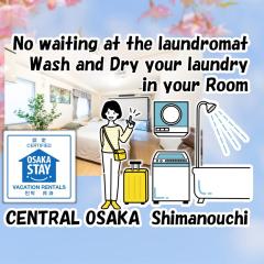 Central Osaka Shinsaibashi with Gas Dryer and Over 100 Inch Screen Projector Netflix