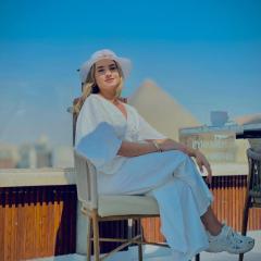 Pyramids moon View Giza Cairo