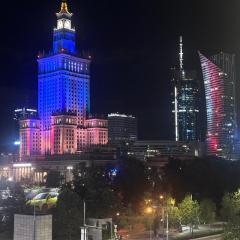 A cozy and bright room in the heart of Warsaw with a view of the Palace of Culture